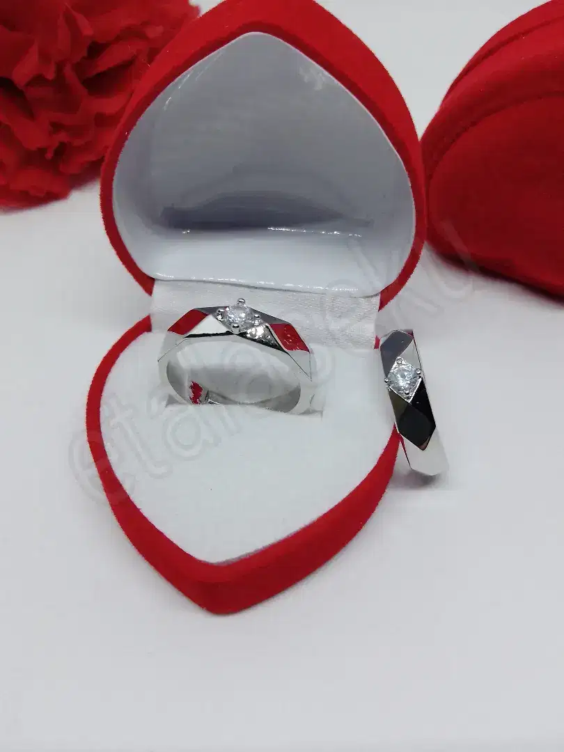 Cincin sepasang couple silver twin wave of love