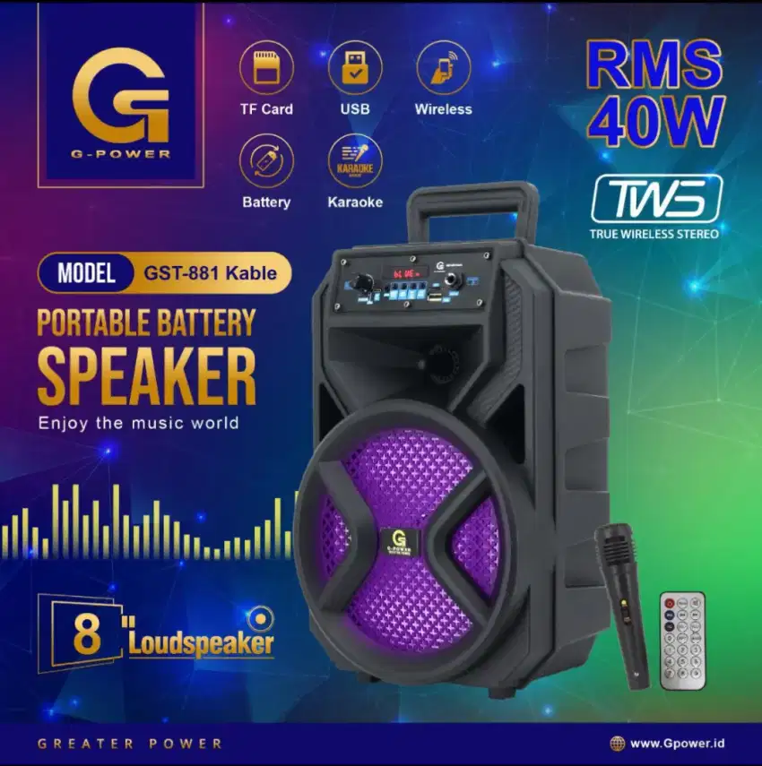 Speaker aktif G Power 8inch multimedia free mic