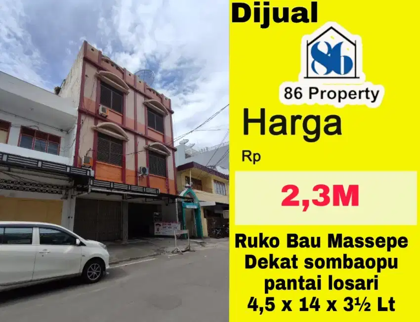 Dijual Murah ruko jalan bau Massepe dekat sombaopu pantai losari