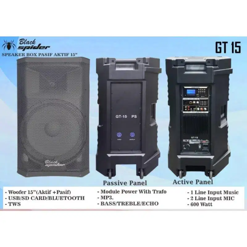 GT15 BLACKSPIDER speaker aktif black spider 15 inch blackspider GT 15