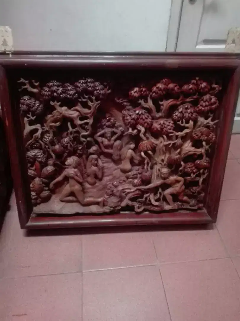 Ukiran Kayu Jati  Diorama Jaka Tarub x 7 Bidadari