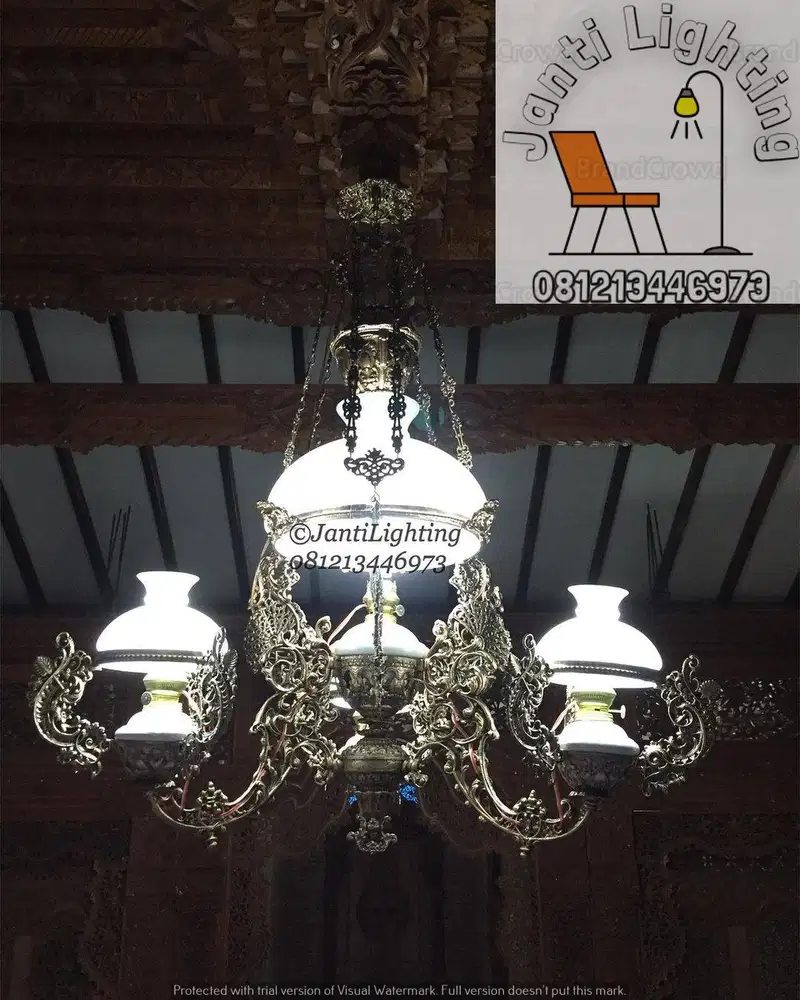 Lampu hias gantung katrol cabang lampu gantung untuk joglo