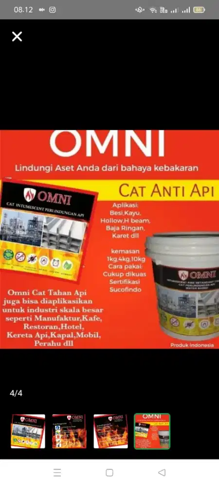 Cat Anti Api Omni kemasan 1Kg Sertifikasi Sucofindo