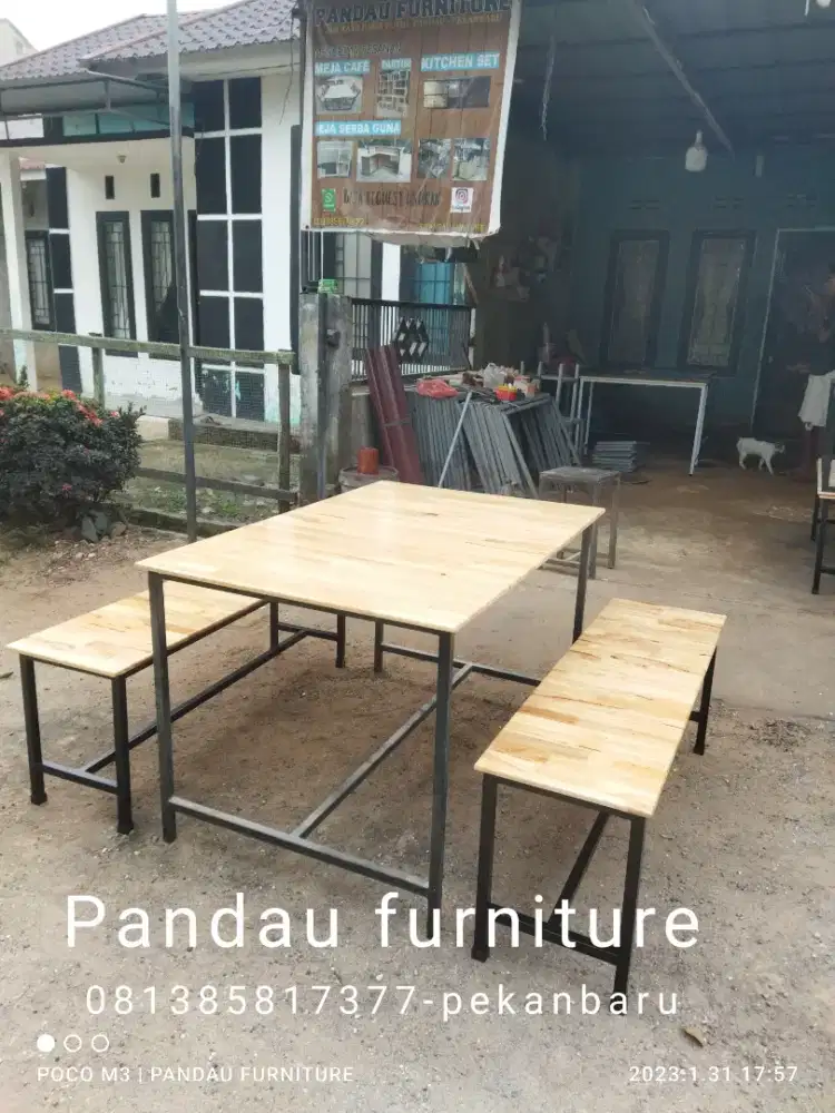 Meja set cafe 2 bangku panjang