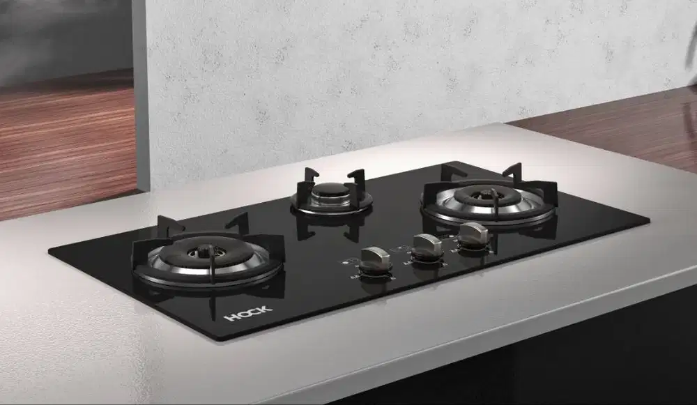 Kompor Gas Tanam Hock 3 Tungku Optima Crystal HB-220 OC