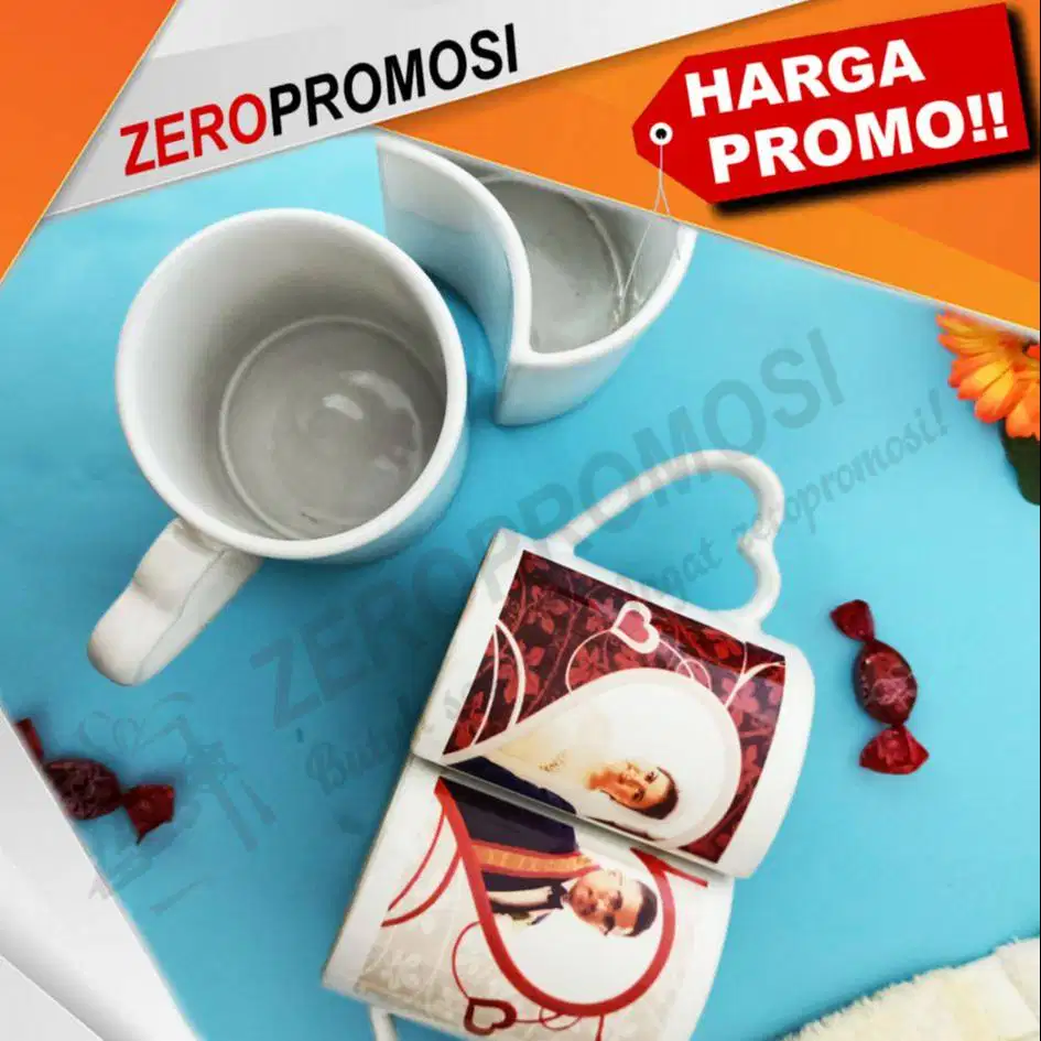 Mug Couple Gagang Love - Bisa Custom Foto Dan Nama