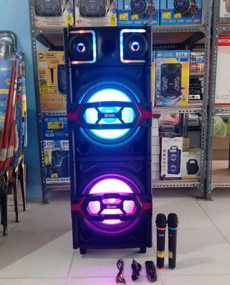 Speaker Karaoke Portabel GMC 899I Double Woofer
