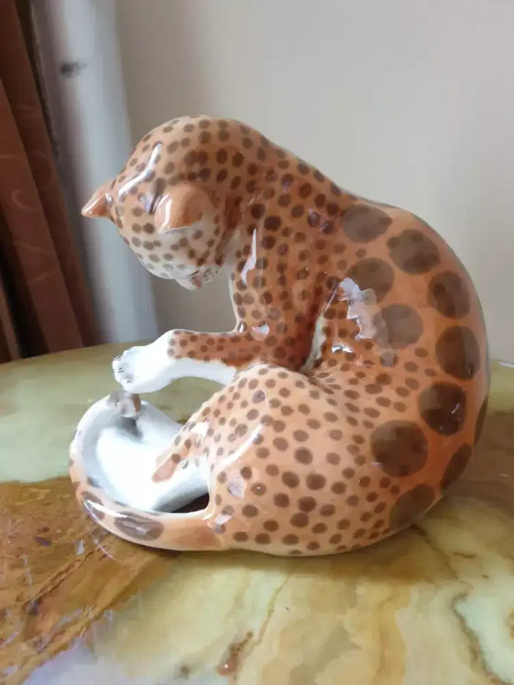 Vintage Russian cheetah porcelain figurine