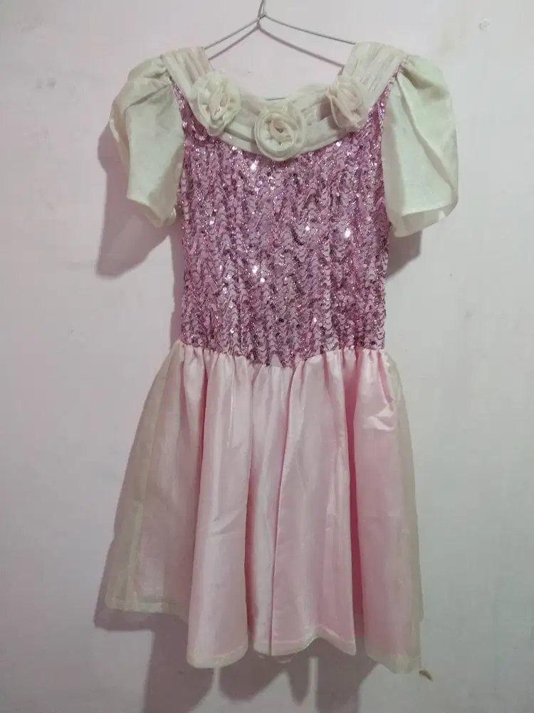 Baju Party Dress Pink Anak All Size