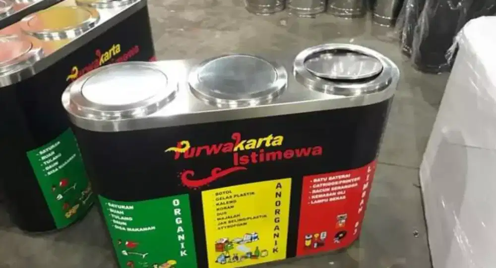 Tong sampah stainless 3 tabung