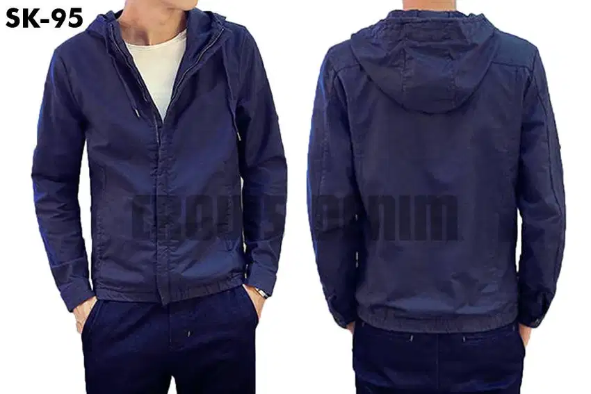 Jaket Denim Semi Parka Hooded Simply Style - SK95