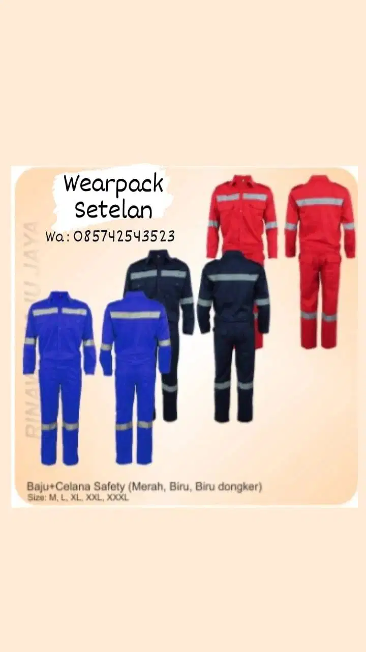 Wearpack Setelan / Baju Safety Atasan dan Bawahan / Baju seragam kerja