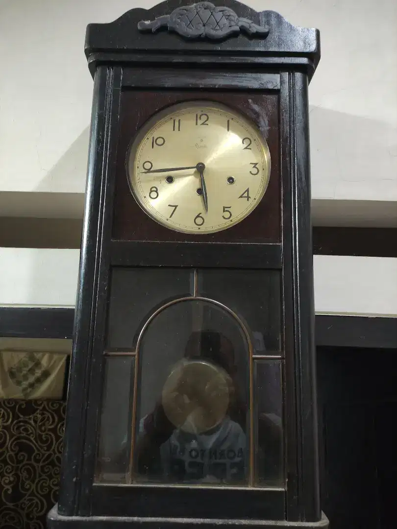 jam dinding kayu bandul mauthe tua kuno unik antik not junghams kienzl