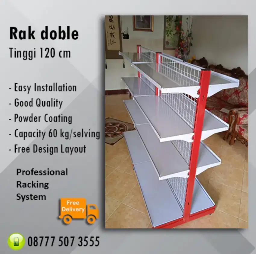 Rak Gondola Minimarket Doble Tinggi 120cm