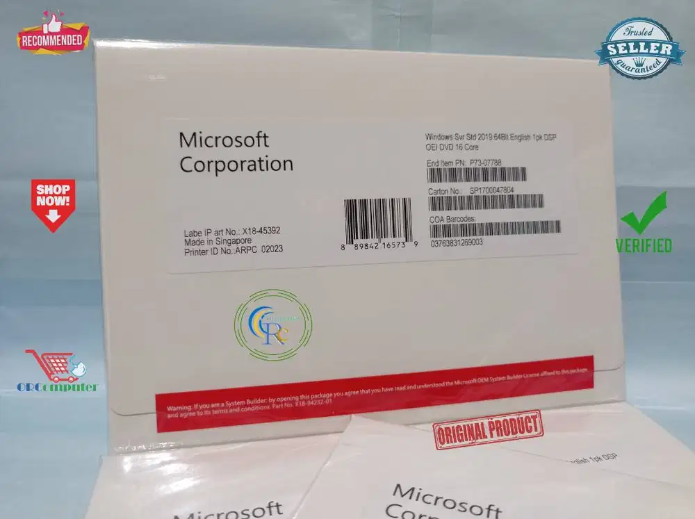 Windows Server 2019 Standard 16 Core Original Aktif Permanen