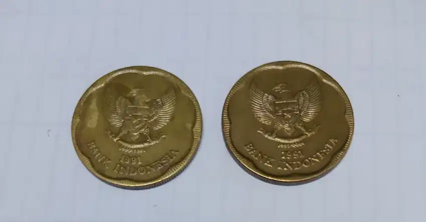 Uang logam koin kuno jadul 500 rupiah kuningan melati besar tahun 1991