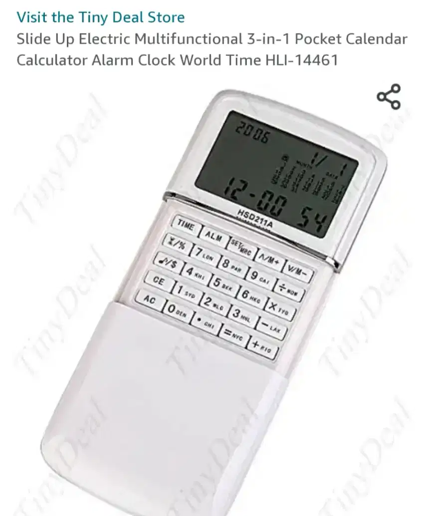 3 In 1 Pocket Calender Calculator Alarm Clock