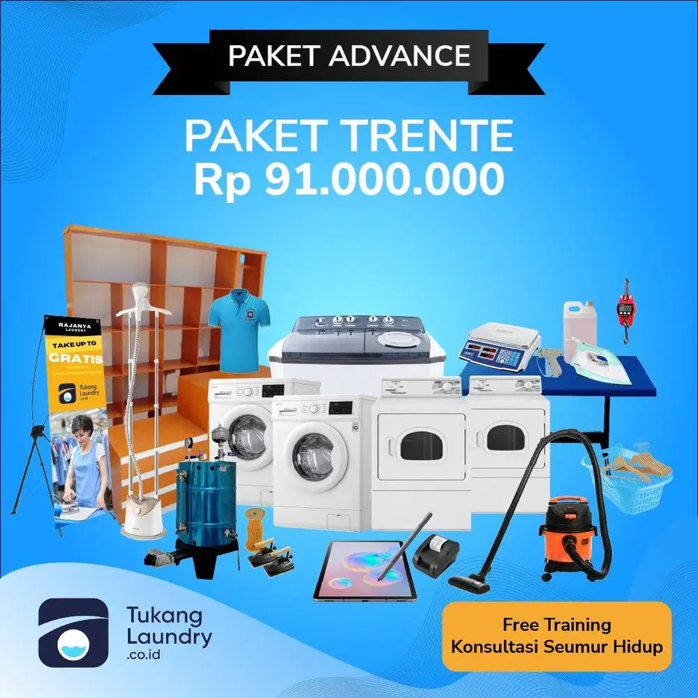 Paket Usaha Laundry PAKET TRENTE Super Lengkap