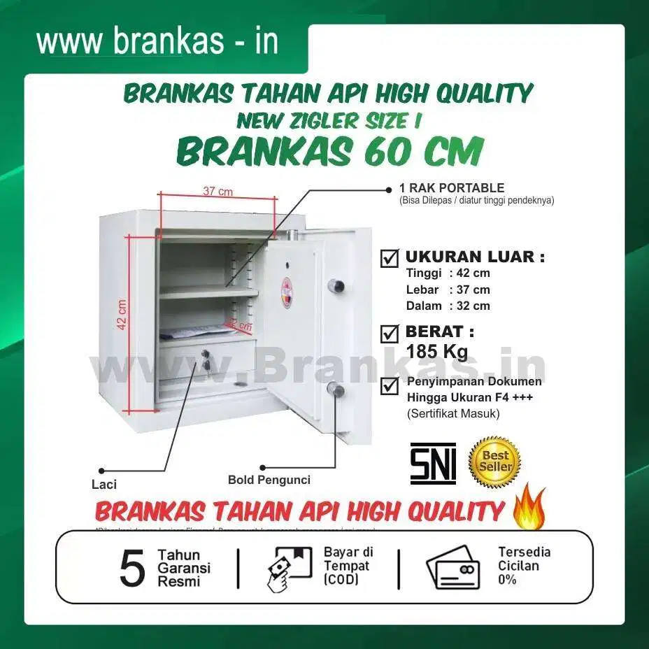 Brankas Tahan Api NEW ZIGLER SAFE size I (Tinggi 60 cm)