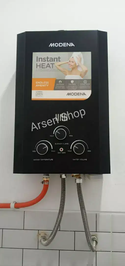 Paket Water Heater Gas Modena Black Series