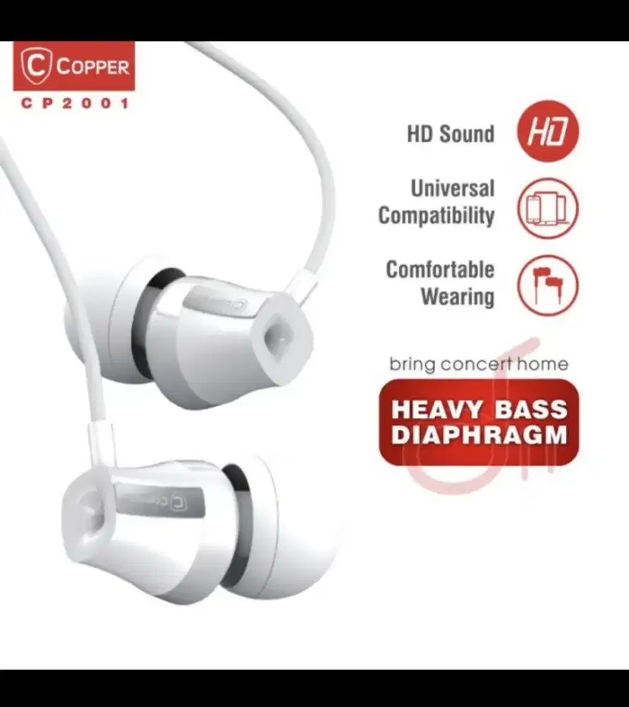 Earphone headset copper Hoco gaming bass hifi