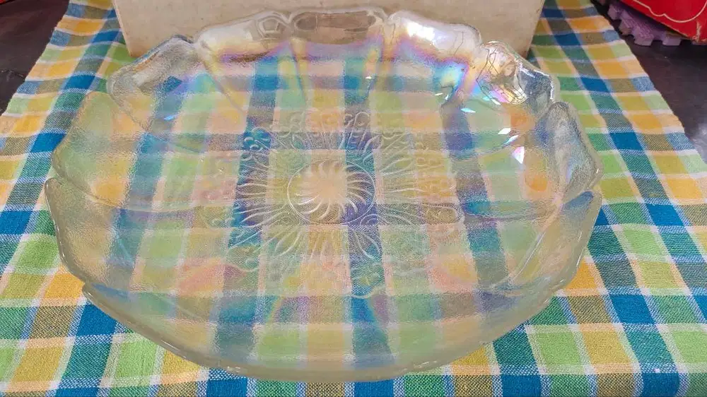 WK Glass Round Plate (P-64) 2 pcs Piring Saji Bulat Besar Kilap Lotus