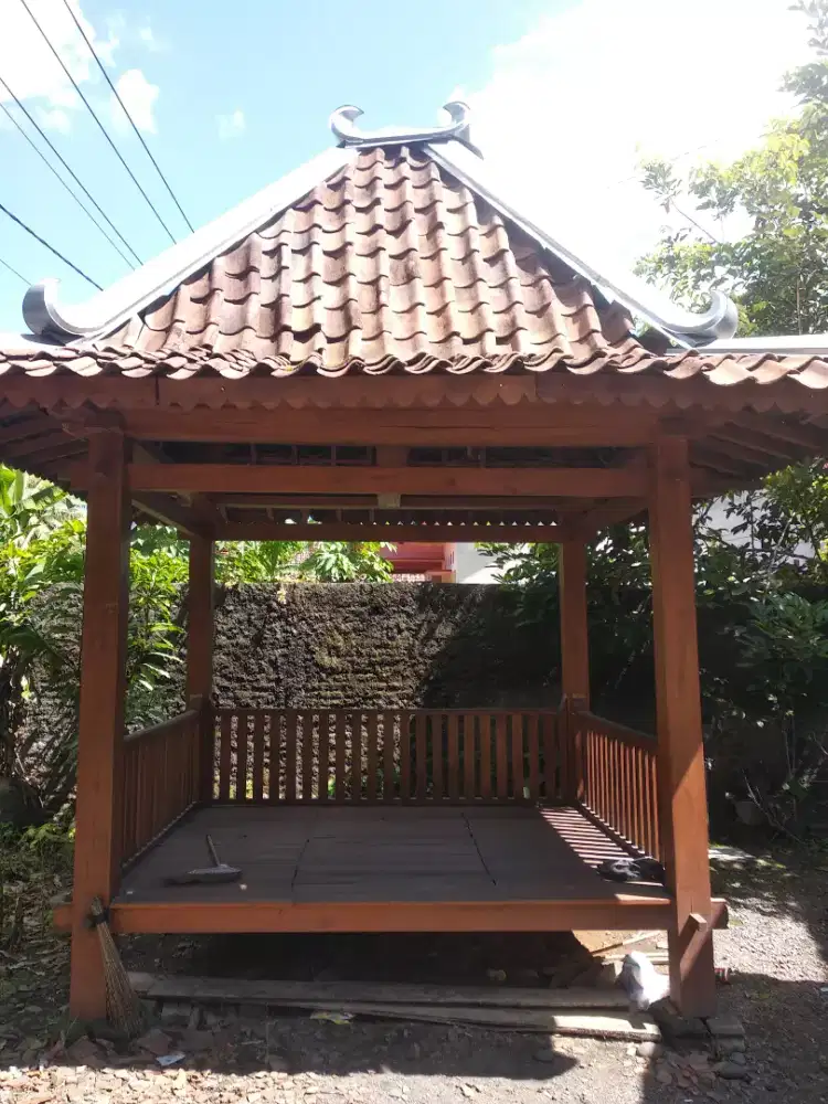 Gazebo bahan kayu jati perhutani Soko 15 persegi