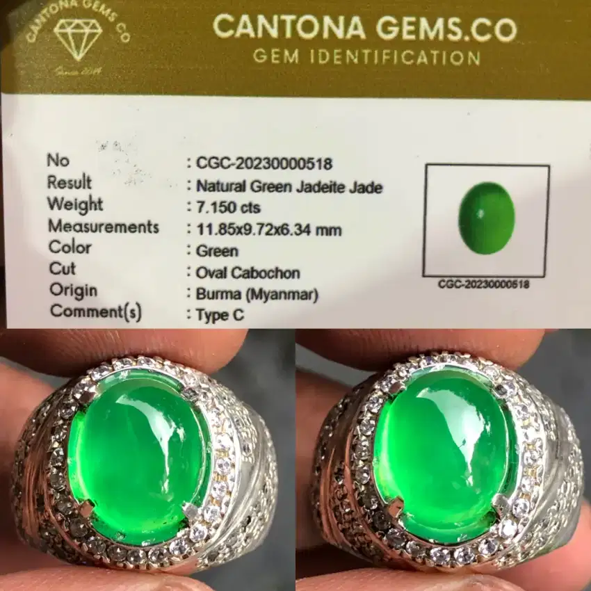 NATURAL JADEITE JADE OR GIOK Burma 7.150 CTS HQ