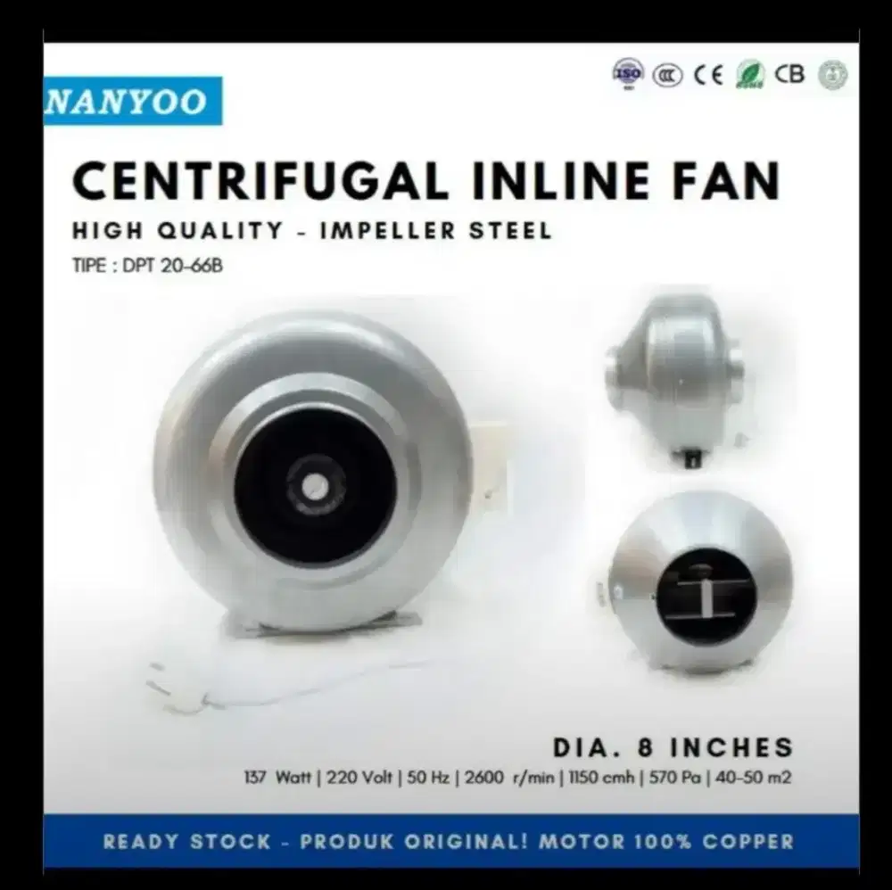 Kipas Exhaust Blower Centrifugal Inline Duct Fan Merk Nanyoo