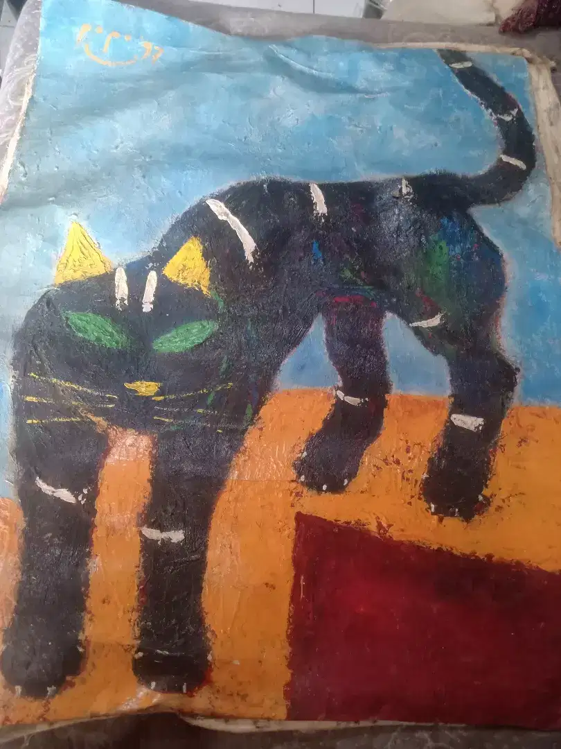 Lukisan Kucing Hitam Antik
