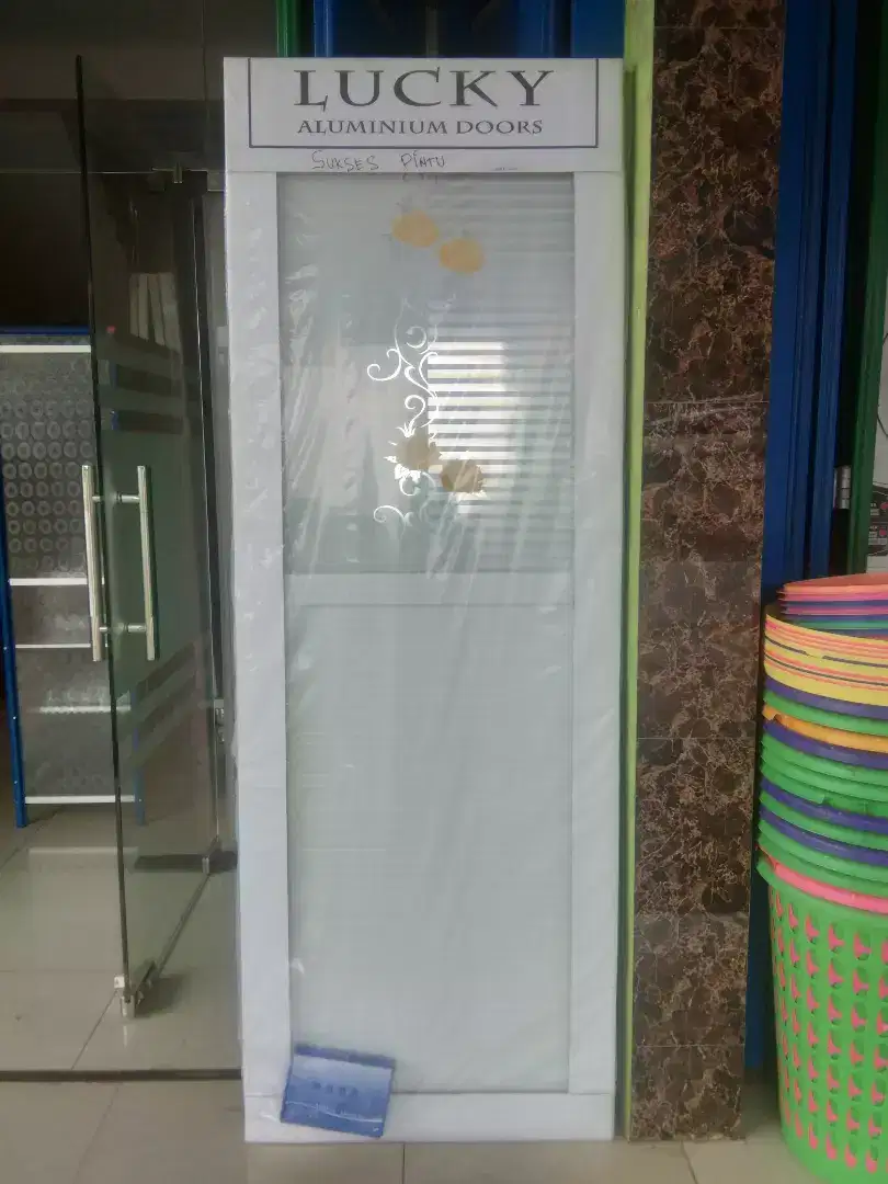 PINTU ALUMINIUM TEBAL KACA CERMIN KAMAR MANDI TOILET WC MURAH READY