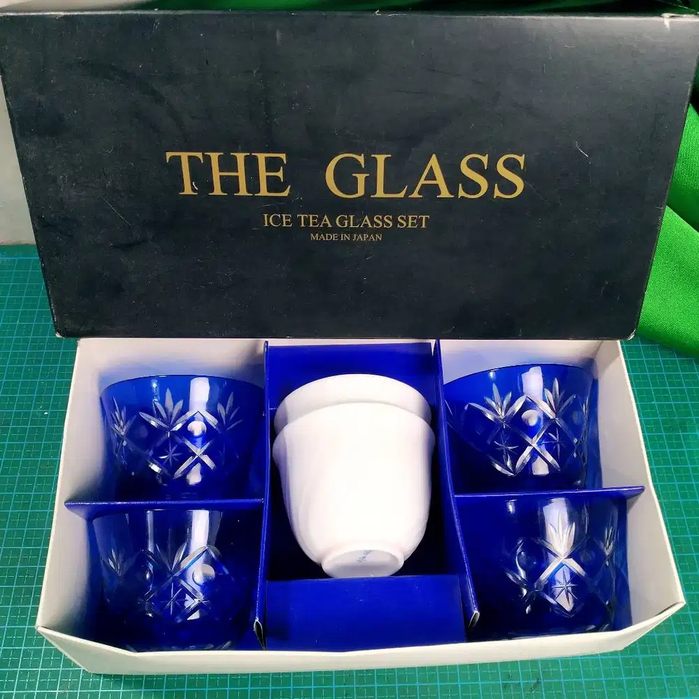 SASAKI GLASS(Japan) 4 Ice Tea Glass Set + Bonus 2 Ceramics Cup