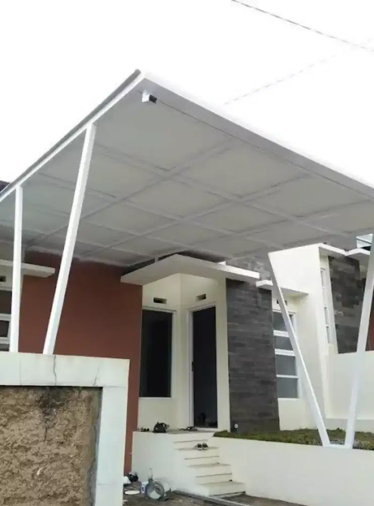 Konstruksi canopy kaca,solarflat,alderon,twinlite,stainless steel dll