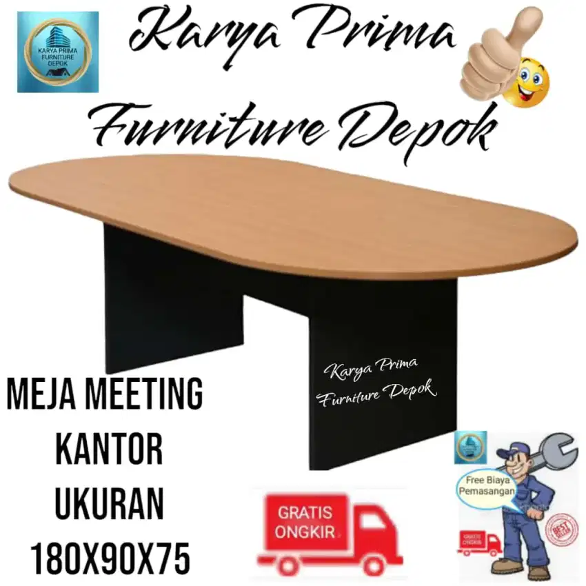 Meja Meeting Oval 180x90x75 kuat, awet, baru special 1.650.000 COD.