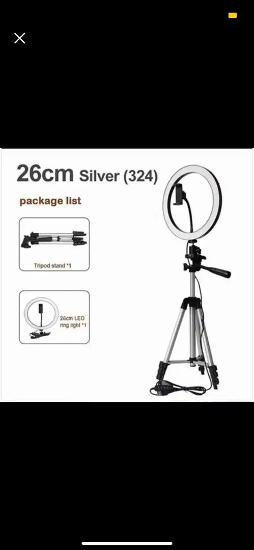 Tripod 1 meter + lampu ringlight