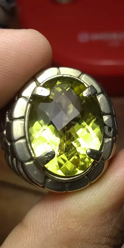 Natural citrine cekerboard iket alpaka