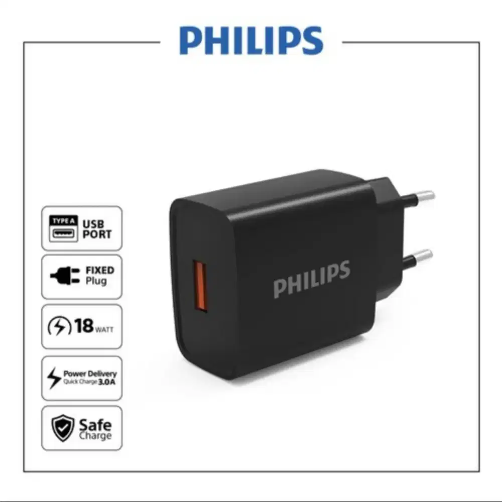 Philips Wall Charging Adaptor 18W DLP2331 Black Baru