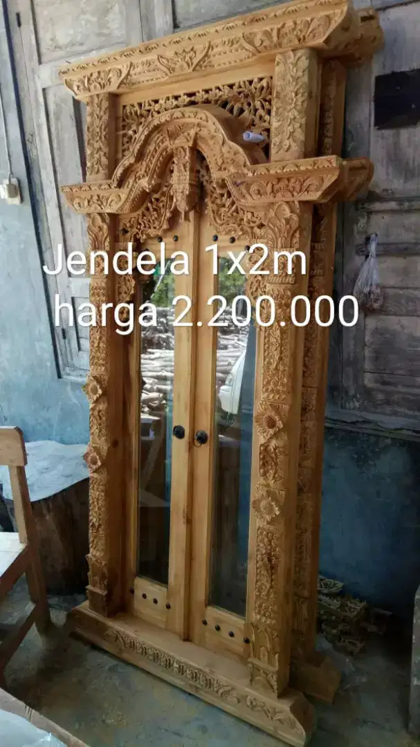 Pintu kusen jendela jati ukir1