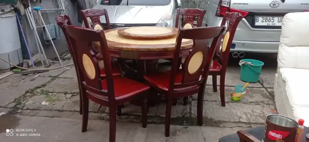 Dijual 1 set meja makan marmer tebal