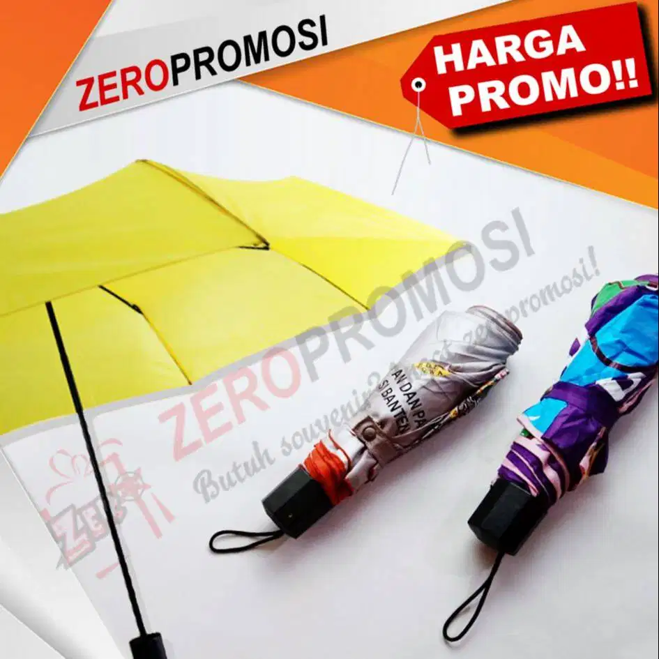 Souvenir Payung Custom Promosi Model Lipat 3 Gagang Plastik