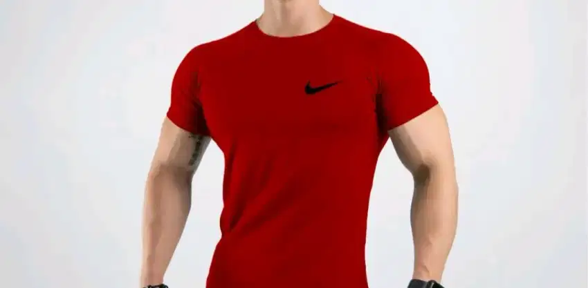 KAOS OLAHRAGA Gym import warna merah maroon