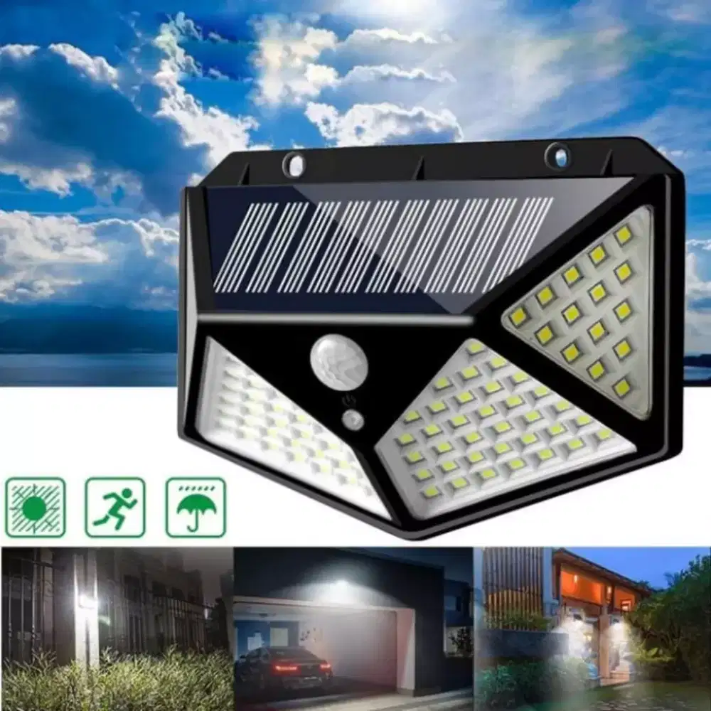 Lampu sensor taman lampu LED dinding solar tenaga Surya 100 LED