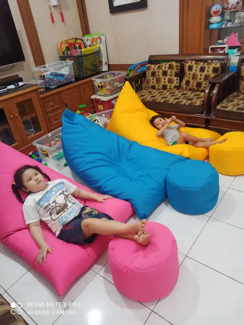 Beanbag Komplit plus isi Butiran Styrofoam Bean Bag Taslan Waterproof