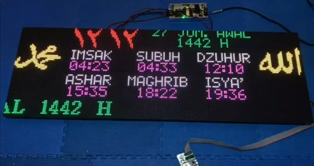 Jam sholat full colour p5 1mx 40cm