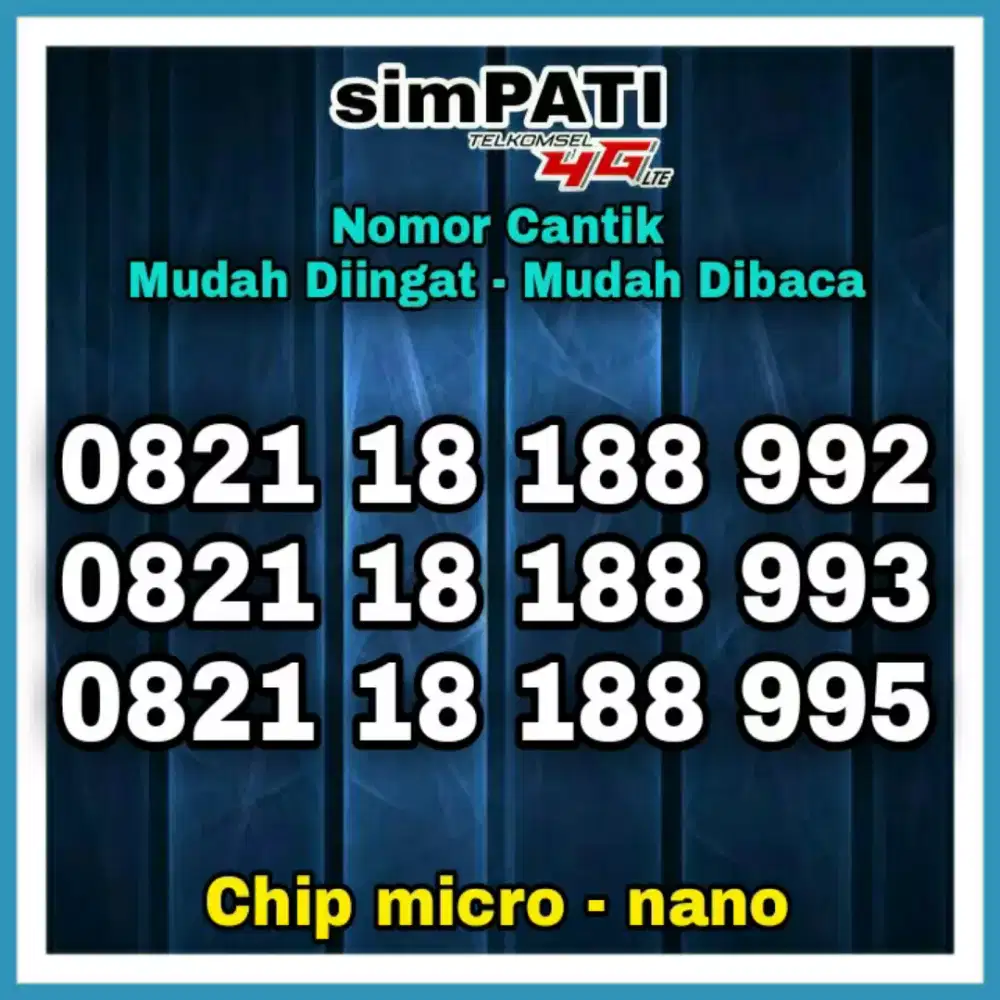 Nomor Cantik Simpati 4G Kartu Perdana Telkomsel Nomer
