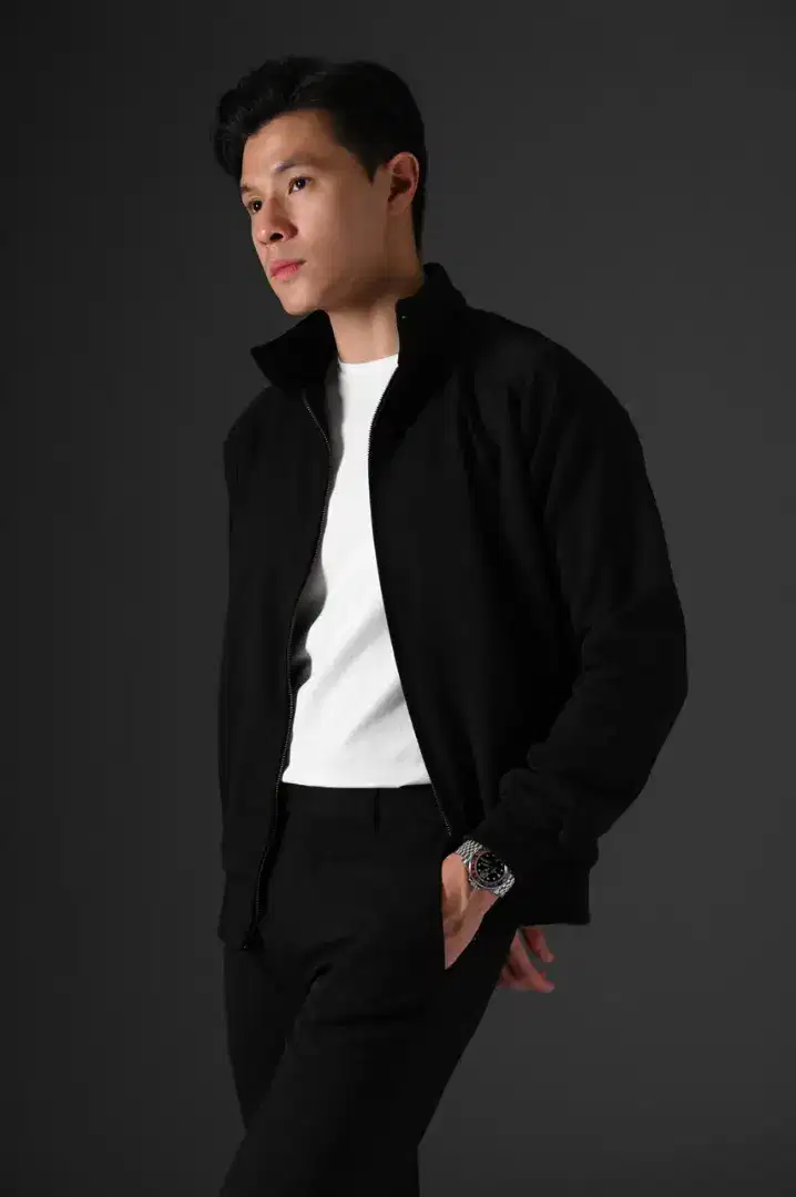 Jaket Pria Harrington Formal Kasual Peazy Black Heymale