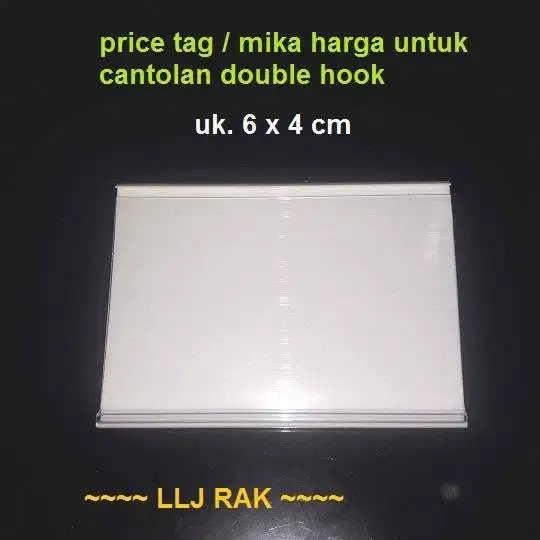 mika harga (price tag) untuk cantolan double hook rak toko minimarket