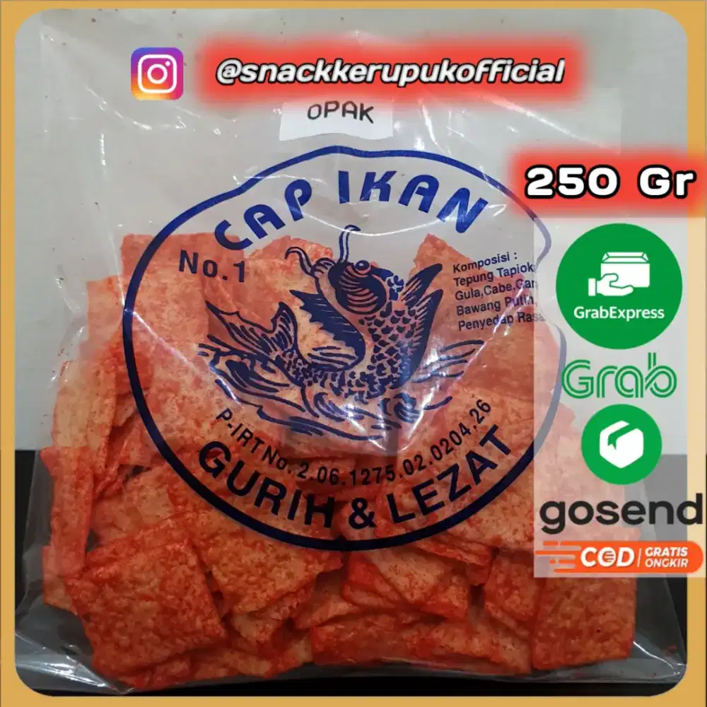 Snack Kerupuk Opak Pedas Cap Ikan Keripik Balado