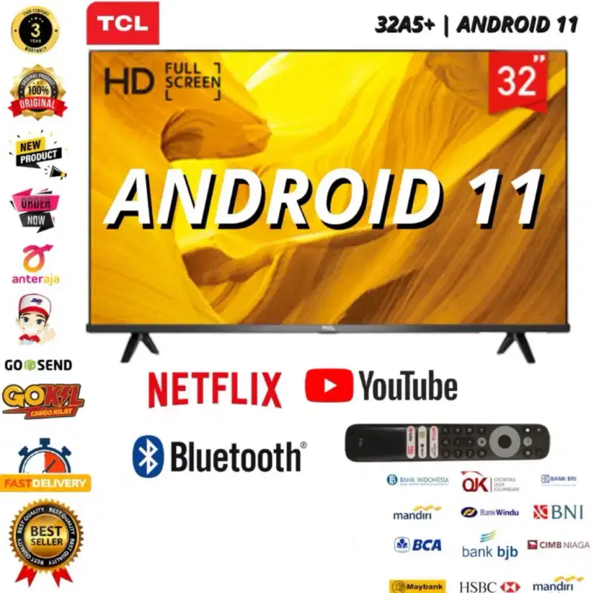 LED TV TCL DIGITAL SMART ANDROID 32Inch 32A5+ FREE ONGKIR MEDAN