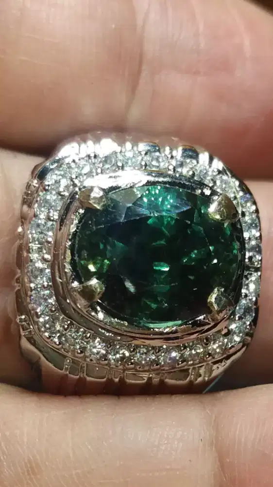 Jual Batu Cincin Dark Green Tourmaline Cutting Keren Good Performance